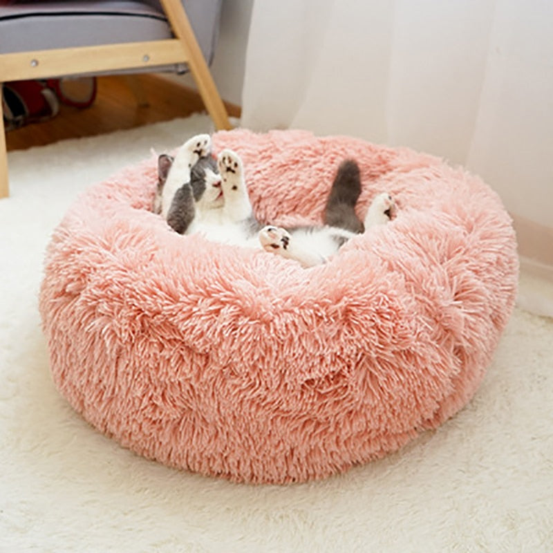 Plush Pet Bed Super Soft Dog Cat Bed Warm Comfortable Winter Pet Round Sleeping Mat Fluffy Washable Cat Dog House Sofa Pet Cushi
