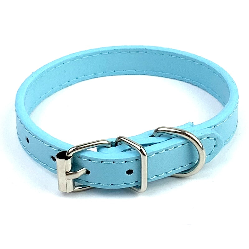 PU Leather Pets Dog Collar Pure Color Adjustable Soft Small Medium Large Dogs Neck Strap Puppy Cat Supplies Asccessories Collars