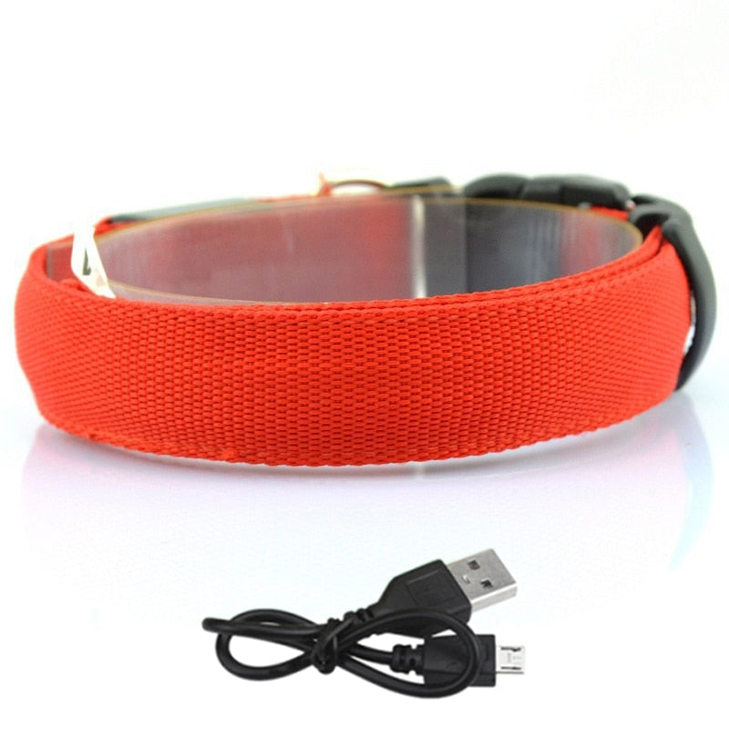 Adjustable LED Dog Collar Glowing Anti-lost Night Safety Pet Luminous Collar Flashing Necklace for Small Medium Large Dogs Cat