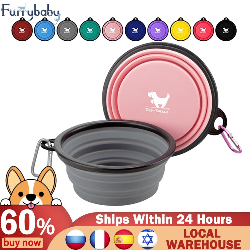 2 Pack Collapsible Dog Bowl Set Foldable Travel Pet Food Water Dish